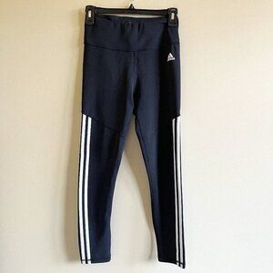 adidas Climalite‎ Black 3 Stripe 7/8 Tights Womens Size S Pocket Athletic…